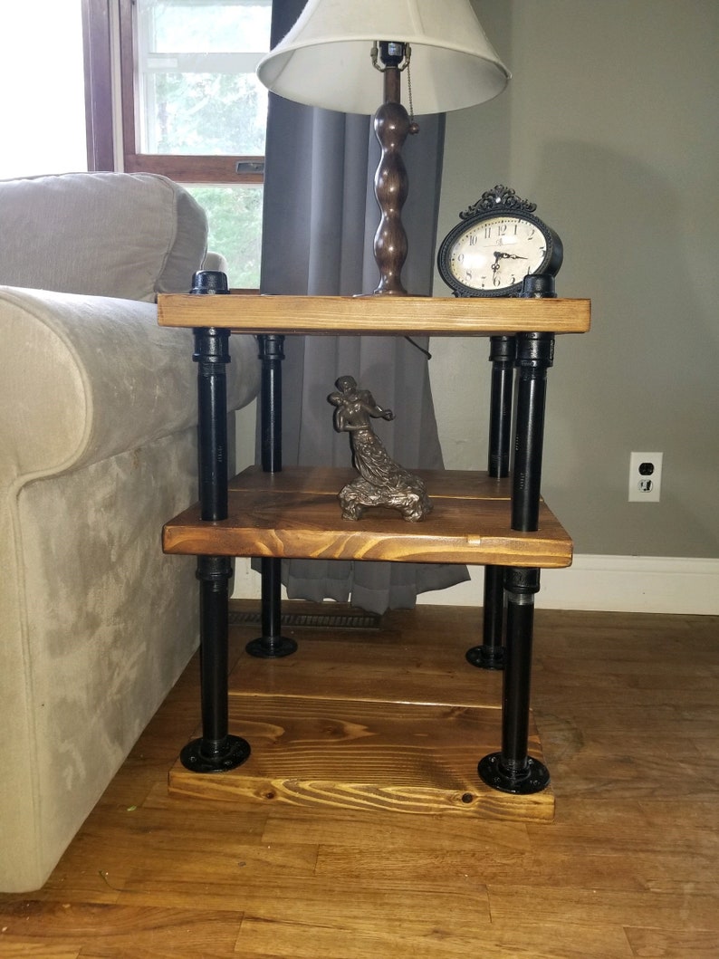 Rustic End Tables with Industrial Pipe Supports Etsy