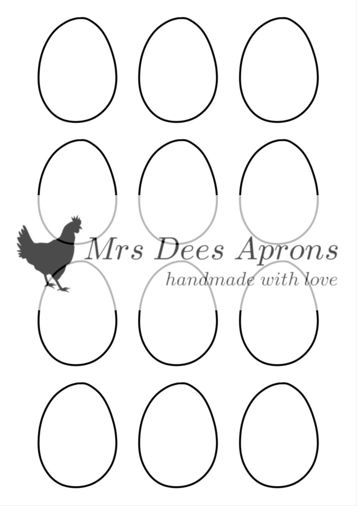 One Dozen Chicken Eggs Template 12 Eggs A4 Printable Egg Etsy