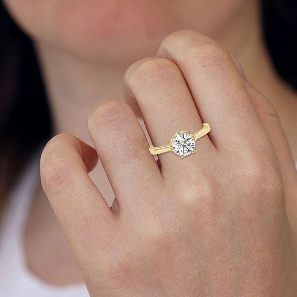 Solitaire Lab Diamond Solitaire Lab Diamond Engagement Ring, Certified VS1, 18k Gold - Etsy