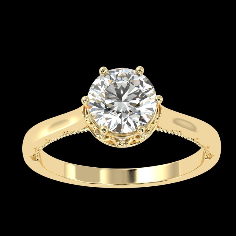 Solitaire Lab Diamond Solitaire Lab Diamond Engagement Ring, Certified VS1, 18k Gold - Etsy