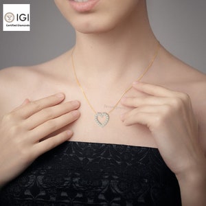 0.5 CT Heart Pendant For Women&#39;s in 18KT Gold Studded With 18 VVS Lab Grown Certified Diamond With Chain, Love Pendant, Anniversary Gift