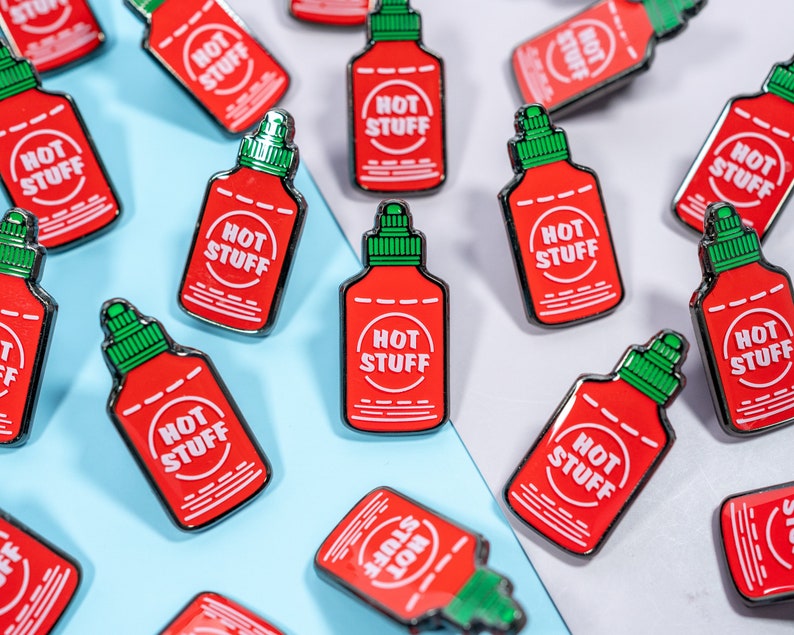 Funny Enamel Pin, Sriracha Hot Sauce Enamel Pin, Food Enamel Pin, Hot Stuff Pin, Cute Enamel Lapel Pin Badge, Valentine's Day Gift for Him image 7