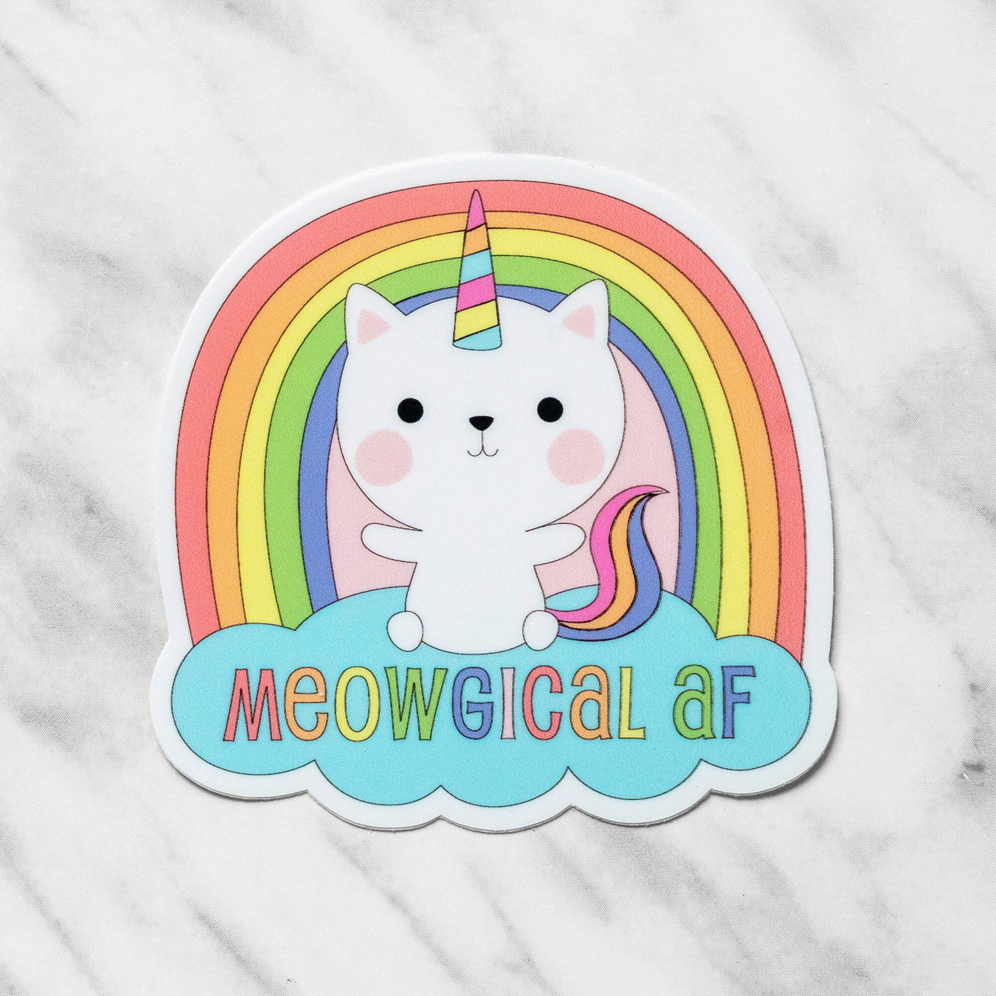 Cute Unicorn Rainbow Cat Vinyl Sticker Cat Car Decal Kawaii Etsy