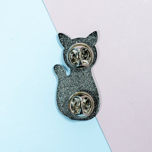 Cute Cat Glitter Enamel Pin Badge, I Work Hard So My Cat Can Live A Better Life, Cat Lover Pet Parent Gift, Cat Mom Gift, Funny Enamel Pin image 4