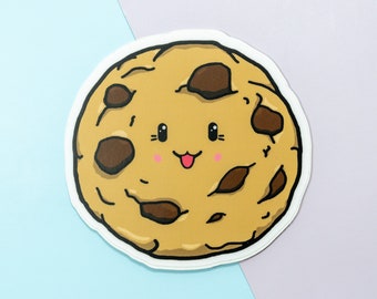 Funny Cute Chocolate Chip Cookie Vinyl Sticker Decal, Laptop Stickers, Stickers for Cup Journal Aesthetic, Food Foodie Kawaii Stickers