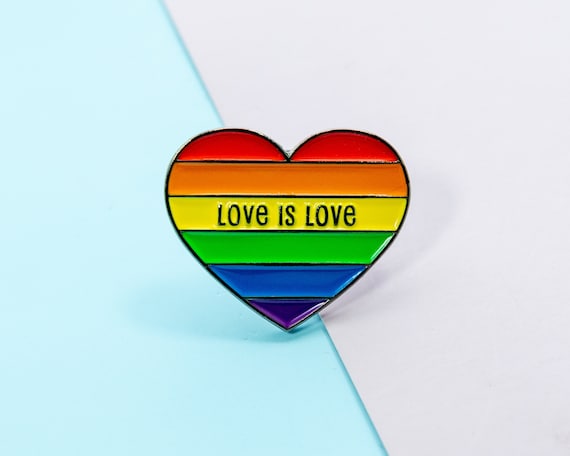 Gay Lesbian LGBT Pride Enamel Pin, Love is Love Pin, Rainbow Heart Enamel Pin, Queer Enamel Pin, Pride Month Pin Badge, Pride Month Gift