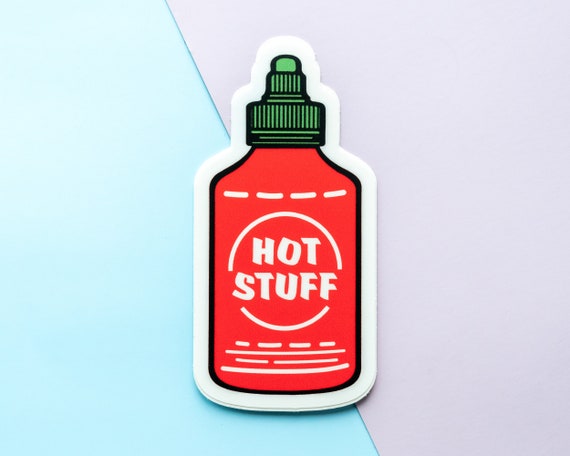 Funny Stickers, Sriracha Hot Sauce Stickers, Hot Stuff Punny Stickers, Car Stickers, Stickers Laptop, Water Bottle Sticker, Asian Food Pun