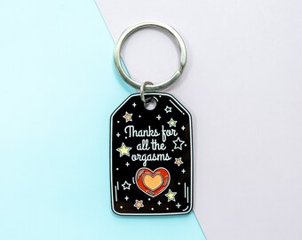Thanks for All the Orgasms Keychain for Boyfriend Birthday Gift, Funny Valentines Day Gift for Him, Naughty Keychain for Husband Anniversary