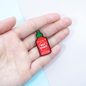 Funny Enamel Pin, Sriracha Hot Sauce Enamel Pin, Food Enamel Pin, Hot Stuff Pin, Cute Enamel Lapel Pin Badge, Valentine's Day Gift for Him image 5