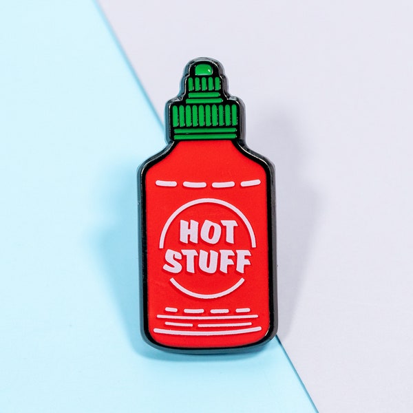 Funny Enamel Pin, Sriracha Hot Sauce Enamel Pin, Food Enamel Pin, Hot Stuff Pin, Cute Enamel Lapel Pin Badge, Valentine's Day Gift for Him