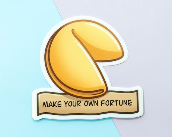 Funny Cute Make Your Own Fortune Cookie Vinyl Stickers for Laptop, Foodie Asian Food Stickers, Water Bottle Journal Planner Stickers