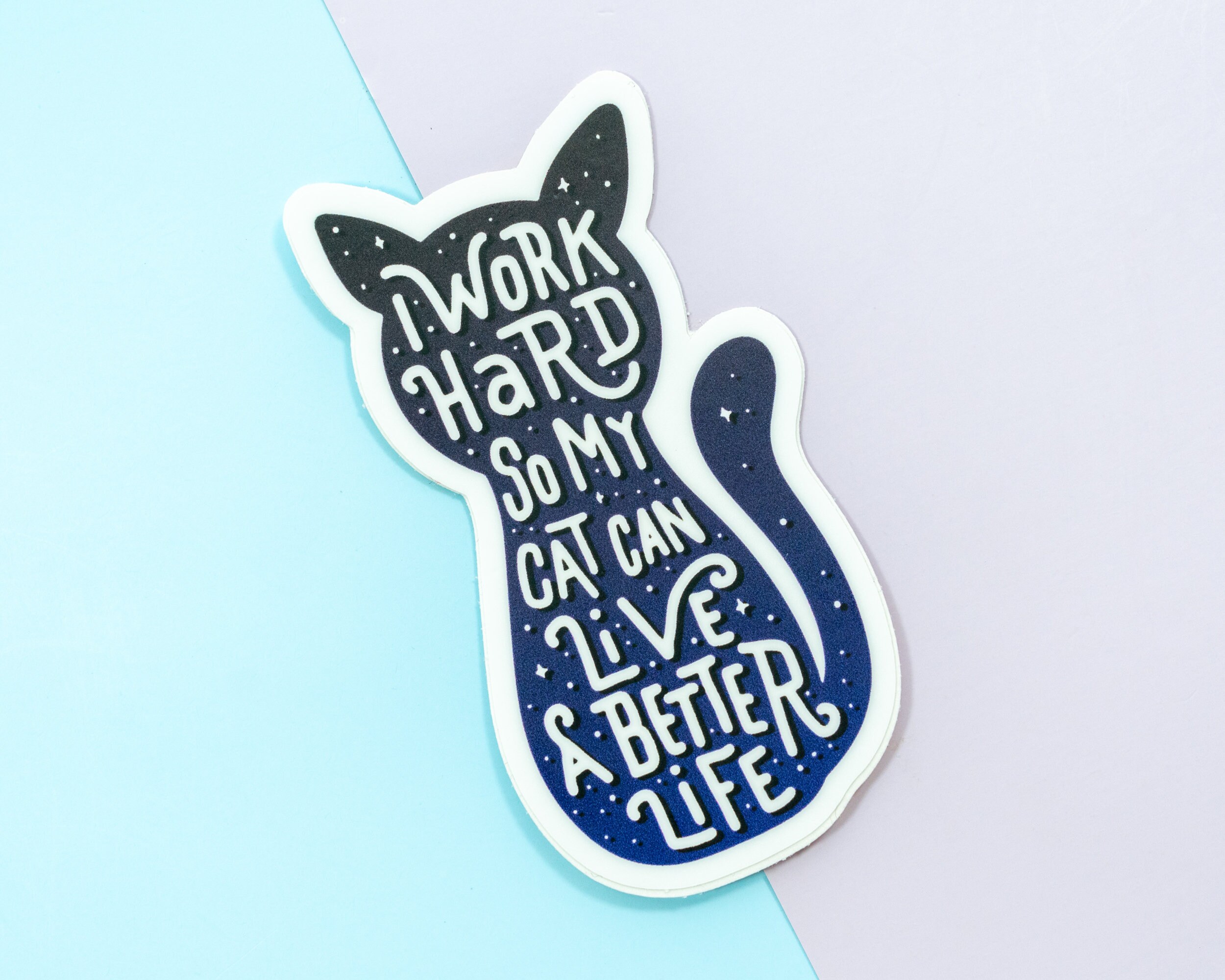 Cute Cat Vinyl Sticker, Funny Cat Car Decal, Kawaii Laptop Sticker ...