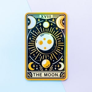 Adesivi in vinile olografici con carte dei tarocchi della luna, adesivi per laptop celestiali, adesivi estetici, adesivi per diari e pianificatori di bottiglie d'acqua