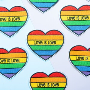 Pride Collection: Rainbow Heart, Embroidered Iron-on Patch, LGBTQ Patches, Sz 3.5" Inches