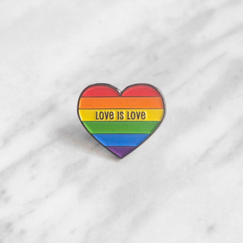 Gay Lesbian LGBT Pride Enamel Pin, Love is Love Pin, Rainbow Heart Enamel Pin, Queer Enamel Pin, Pride Month Pin Badge, Pride Month Gift 