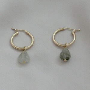 Moss agate gold hoops, Gold hoops, Green agate gold earrings, Verdite Gold, Green gemstone, Bridal earrings, Emerald,  Malachite