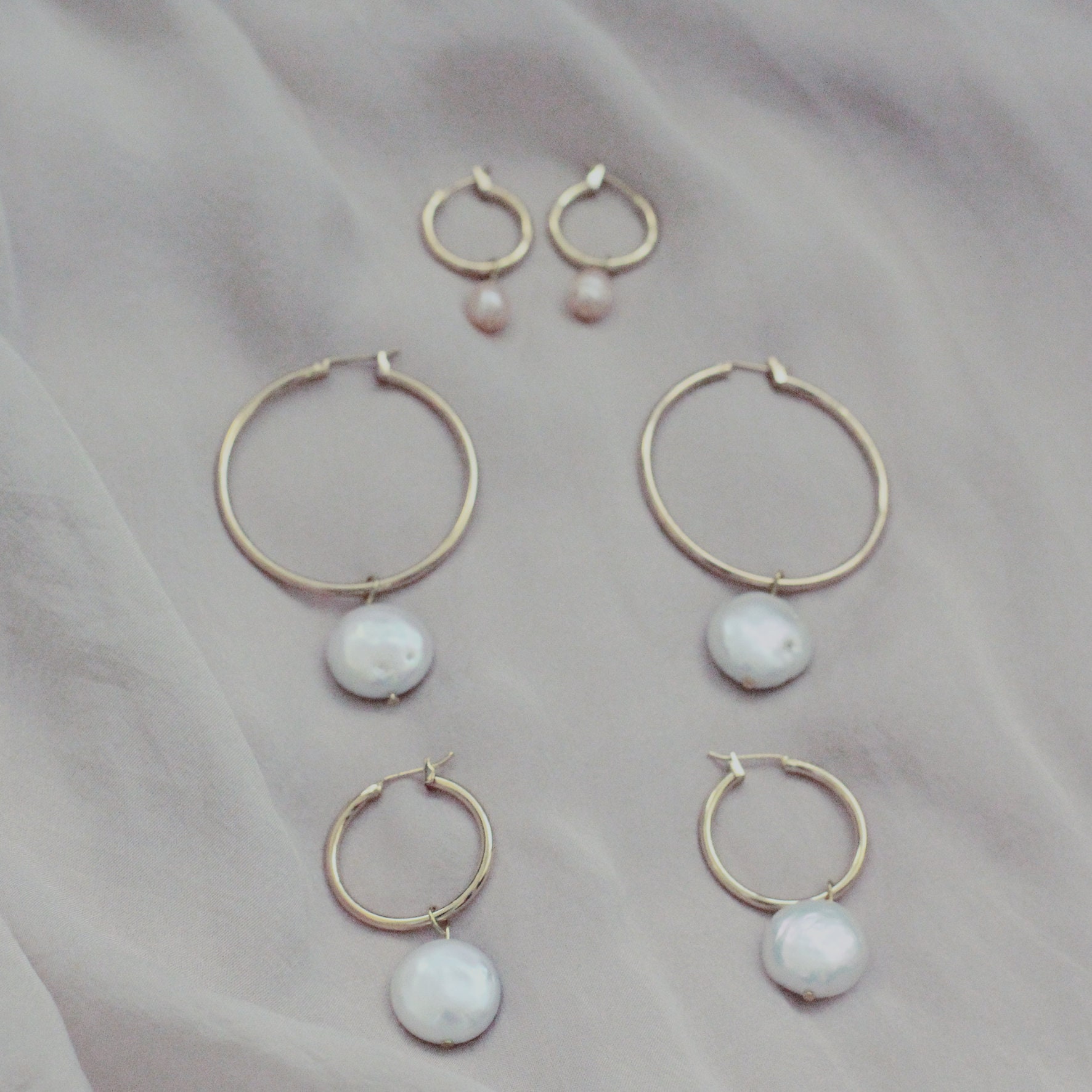 Pearl Hoop Earrings Fresh Water Pearls Pink Pearls Hoop - Etsy