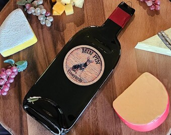 Min Pin Vineyards - Dog - Flattened Wine Bottle Cheese Tray/Spoon Rest/Sushi Platter - Repurposed Gift