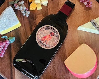 Ridgeback Winery - Dog - Flattened Wine Bottle Cheese Tray/Spoon Rest/Sushi Platter - Repurposed Gift