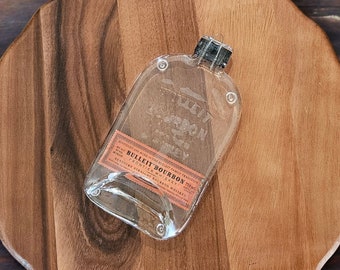 Bulleit Bourbon - 750ml - Whiskey - Flattened Liquor Bottle Cheese Tray/Spoon Rest/Sushi Platter - Repurposed Gift
