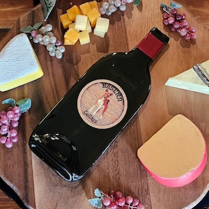 Basenji Cellars - Dog - Flattened Wine Bottle Cheese Tray/Spoon Rest/Sushi Platter - Repurposed Gift