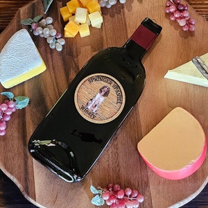 Springer Spaniel Winery - Dog - Flattened Wine Bottle Cheese Tray/Spoon Rest/Sushi Platter - Repurposed Gift