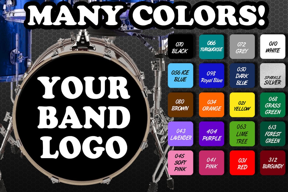 Custom Bass Drum Decal Logo Shield Vinyl Die Cut Single Color Etsy