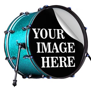 Custom Full Color Bass Drum Decal Vinyl Die Cut Sticker Fits Yamaha Pearl Tama Ludwig DW CUSTOM TEXT on stock designs, email after