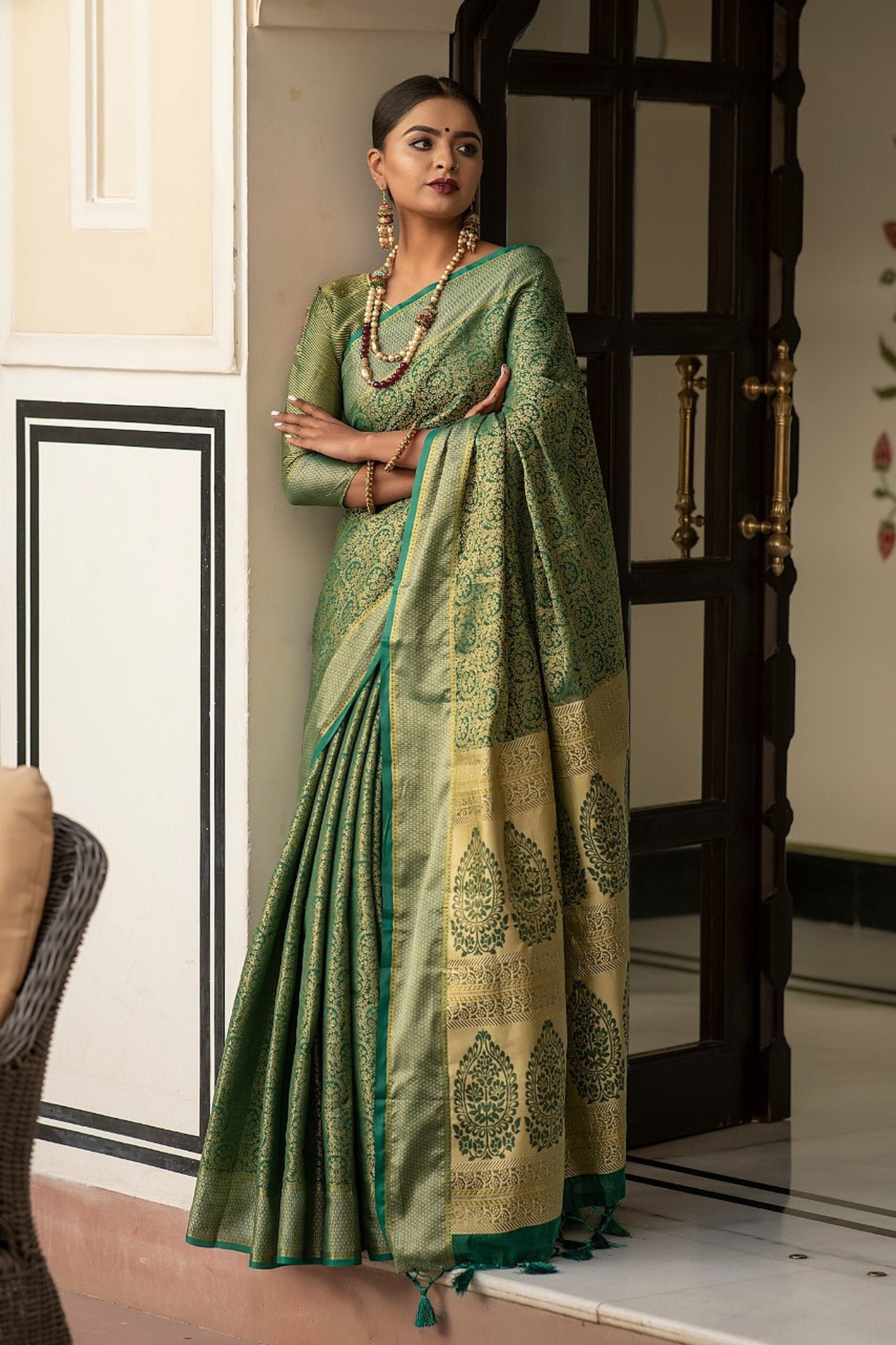 Soft Kanchipuram silk Saree/Indian wear Saree/Wedding sari/All | Etsy