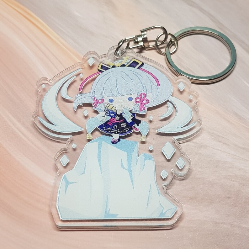 Genshin Impact Kamisato Ayaka Charm Cute Genshin Keychains Etsy