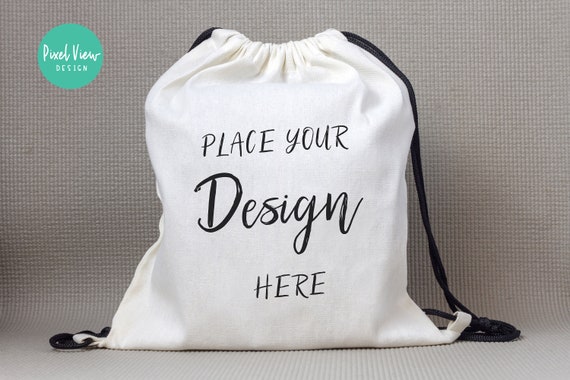 Drawstring Canvas Backpack Mockup Styled Stock Photo Hires Jpg
