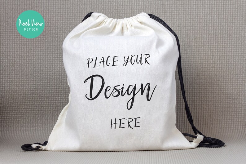 Drawstring Canvas Backpack Mockup Styled Stock Photo Hi-res | Etsy