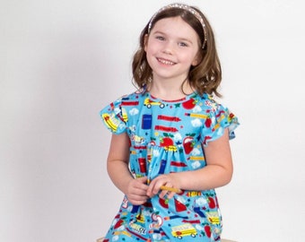 Blue Back To School Milk Silk Flutter Dress