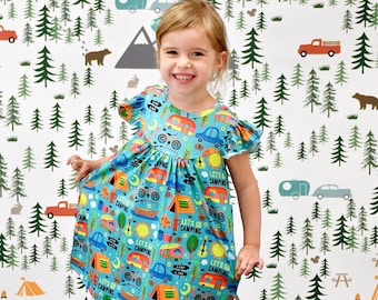 Let's Go Camping Milk Silk Flutter Dress