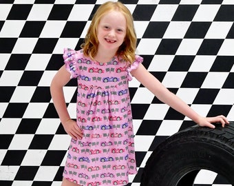 Pink Race Car Milk Silk Flutter Dress