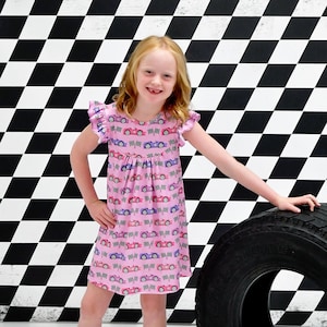 Pink Race Car Milk Silk Flutter Dress