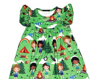 Girl Camping Milk Silk Flutter Dress