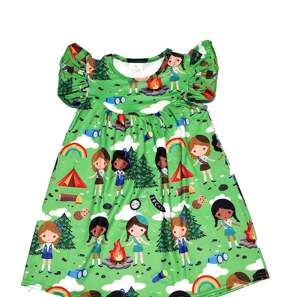 Girl Camping Milk Silk Flutter Dress