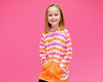 Pink and Orange Tye Dye Milk Silk Hoodie