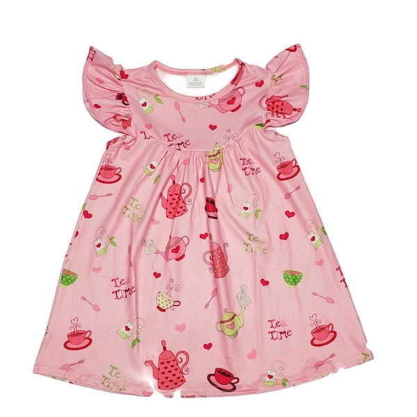 Tea Party Milk Silk Flutter Dress