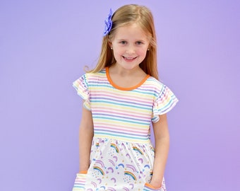 Spring Rainbow Milk Silk Long Flutter With Pockets