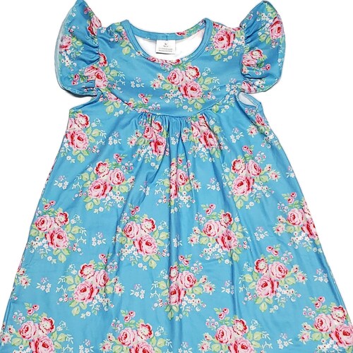 Blue Paisley Milk Silk Flutter Dress Etsy