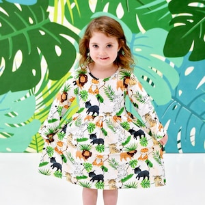 Jungle Long Sleeve Milk Silk Dress