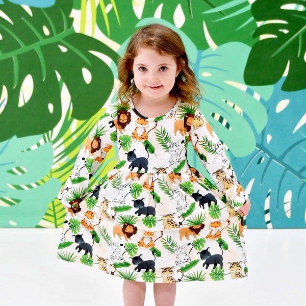 Jungle Long Sleeve Milk Silk Dress