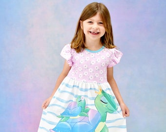 Turtle Love Milk Silk Flutter Dress