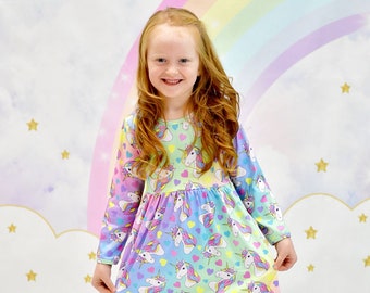 Sparkle Like A Unicorn Long Sleeve Milk Silk Dress