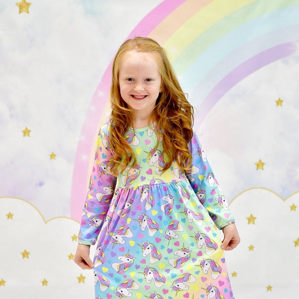 Sparkle Like A Unicorn Long Sleeve Milk Silk Dress