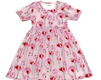 Dancing Flamingo Short Sleeve Milk Silk Dress