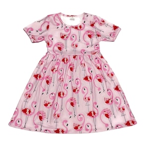 Dancing Flamingo Short Sleeve Milk Silk Dress