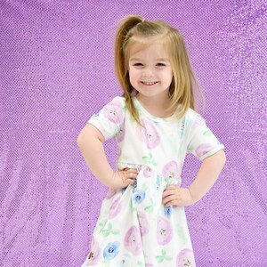 Purple Peony Short Sleeve Milk Silk Dress